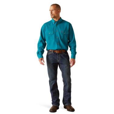 Ariat Men's FR Air Inherent Work Shirt - Aqua - Image 4