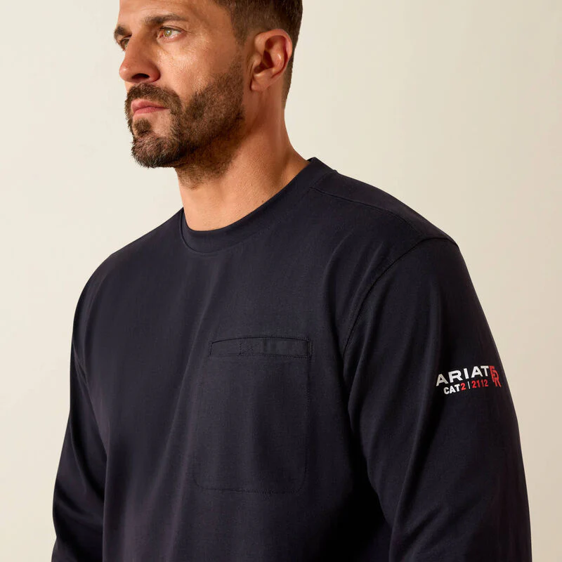 Ariat Men's FR Air Skull Long Sleeve Tee Shirt- Black - Image 3