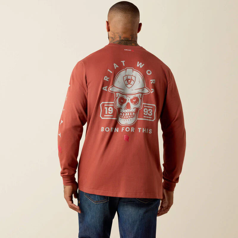 Ariat Men's FR Hardhead Workman Long Sleeve Tee Shirt- Brandy Snifter - Image 2