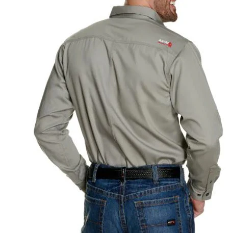 Ariat Men's FR Long Sleeve Work Shirt - Silver Fox - Image 2