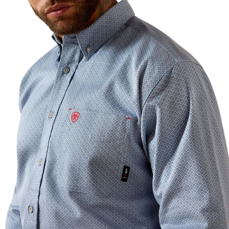Ariat Men's FR Mantle Long Sleeve Work Shirt - Dusty Blue - Image 3