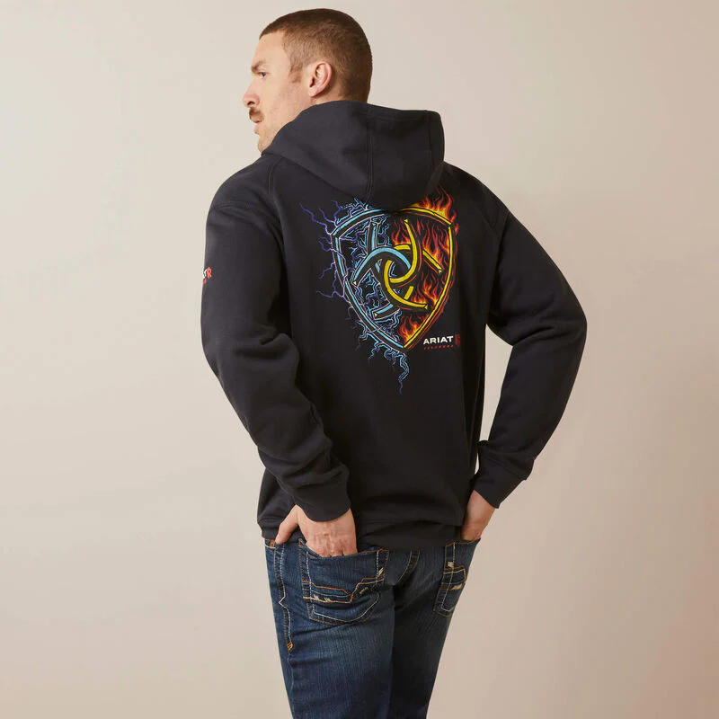 Ariat Men's FR Rev Shock Fire Hoodie - Black - Image 2