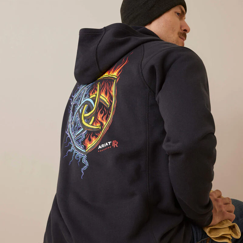 Ariat Men's FR Rev Shock Fire Hoodie - Black - Image 3