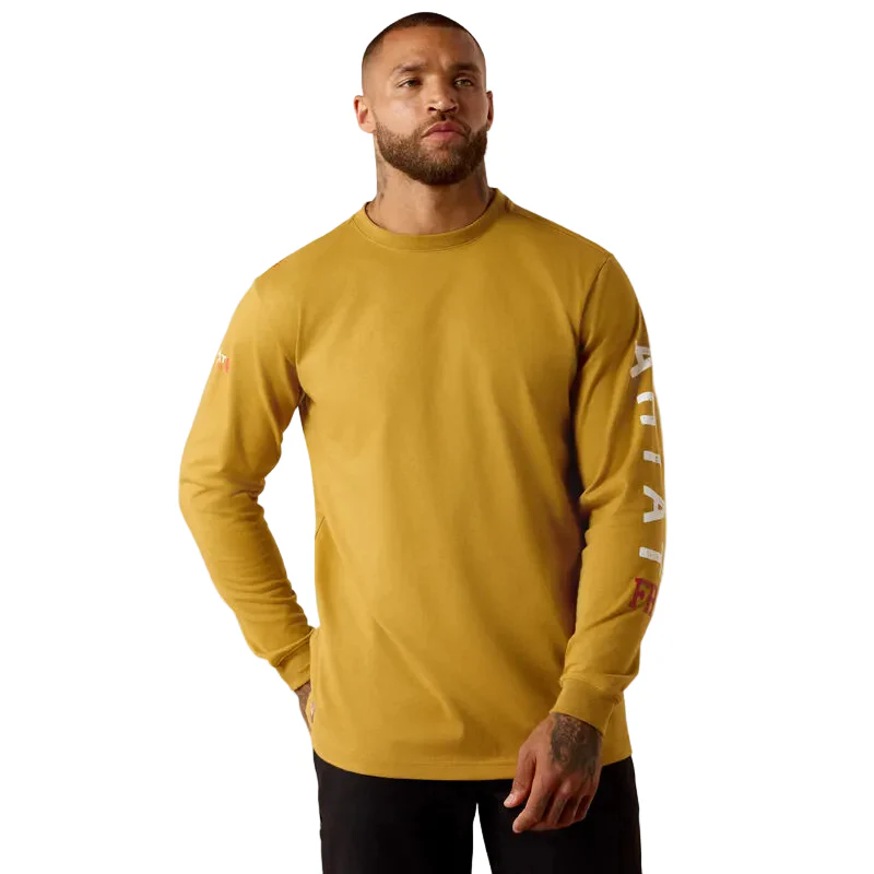 Ariat Men's FR Roughneck Skull Logo Long Sleeve Tee Shirt - Wood Thrush - Image 2