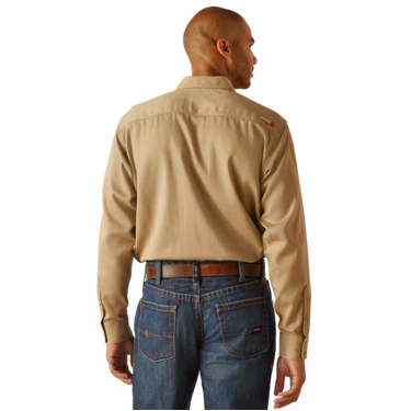 Ariat Men's FR Solid Classic Fit Snap Shirt - Khaki - Image 2