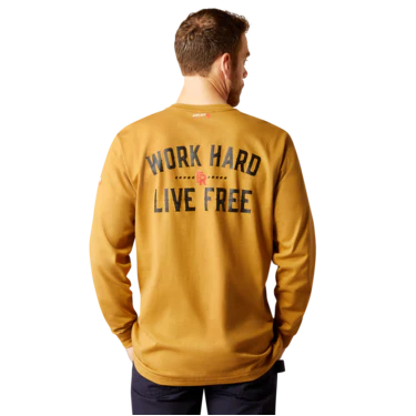 Ariat Men's FR Work Hard Live Free Long Sleeve Shirt - Golden Brown