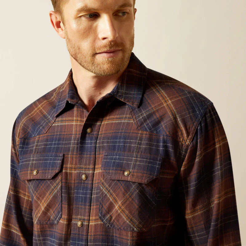 Ariat Men's Harleigh Retro Fit Long Sleeve Shirt - Dark Brown - Image 3