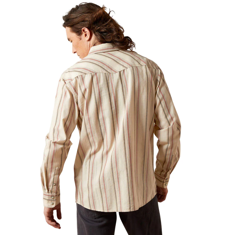 Ariat Men's Hines Retro Fit Long Sleeve Snap Shirt - Off White - Image 2