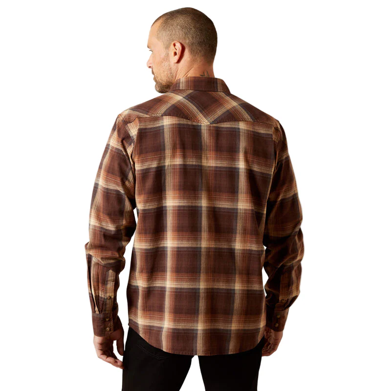 Ariat Men's Hodges Retro Fit Long Sleeve Snap Shirt - Brown - Image 2