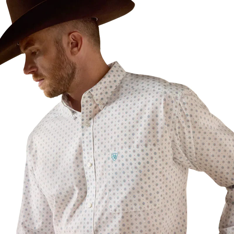 Ariat Men's Jayson Casual Long Sleeve Shirt - White Southwestern Geo Print - Image 3