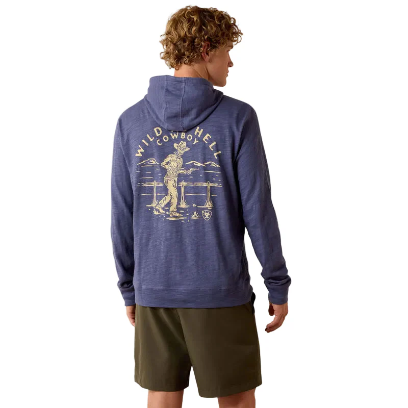 Ariat Men's Lightweight Retro Long Sleeve Hoodie - Nightshadow - Image 2