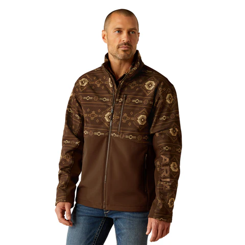 Ariat Men's Logan Southwest Print  Softshell Jacket- Banyan Bark - Image 2