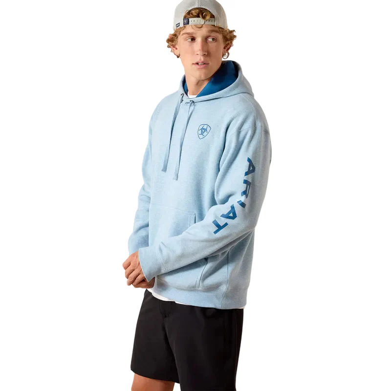 Ariat Men's Logo Long Sleeve Hoodie - Baby Blue Heather
