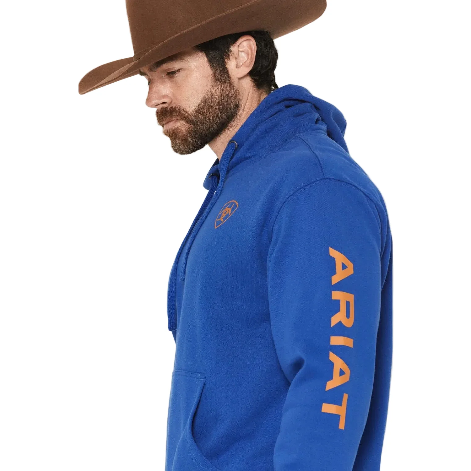 Ariat Men's  Logo Long Sleeve Hoodie Hoodie - Surf The Web Blue - Image 3