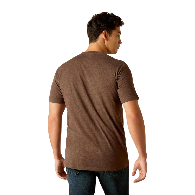 Ariat Men's Logo SW Landscape T Shirt - Brown Heather - Image 3
