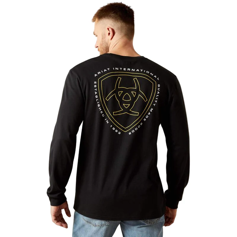 Ariat Men's Long Sleeve Easy Rider Tee Shirt - Black - Image 4