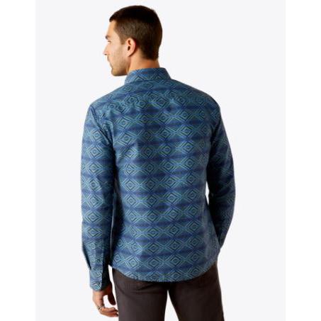Ariat Men's Long Sleeve McKay Modern Fit Shirt- Dark Blue - Image 2