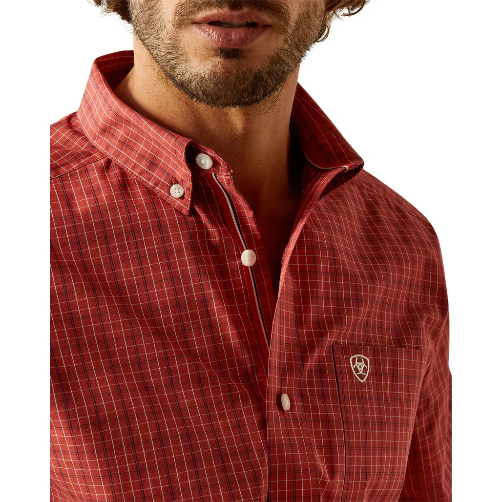 Ariat Men's Long Sleeve Pro Series Cleo Classic Fit Shirt- Dark Red - Image 3