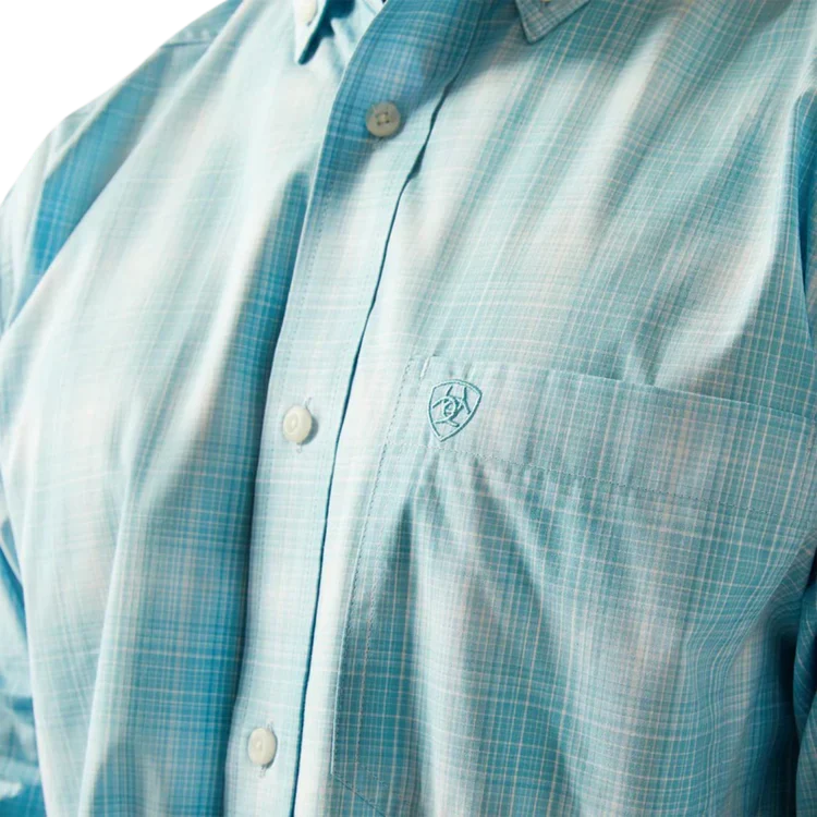Ariat Men's Long Sleeve Pro Series Gregory Classic Fit Shirt- Light Turquoise - Image 3