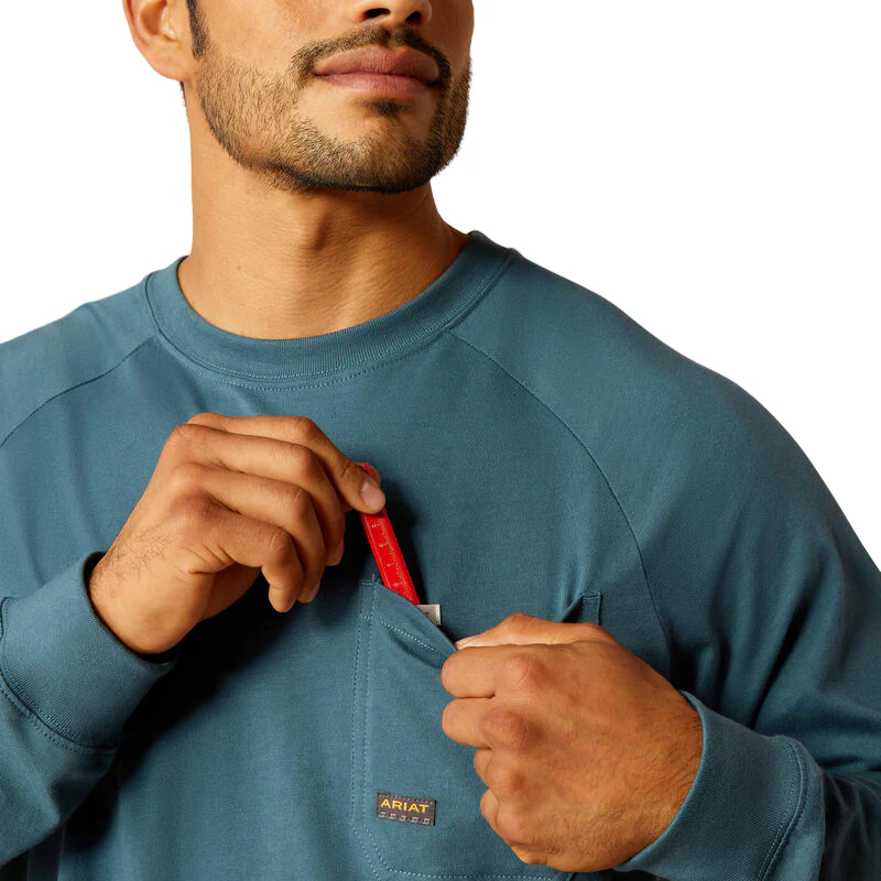 Ariat Men's Long Sleeve Rebar Cotton Strong Graphic Shirt - Stargazer/Smoke Blue - Image 3