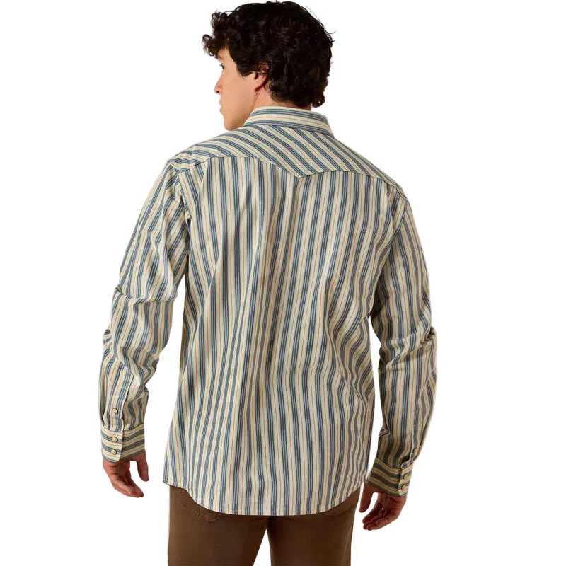 Ariat Men's Long Sleeve Retro Fitted Shirt - White Swan Stripe - Image 2