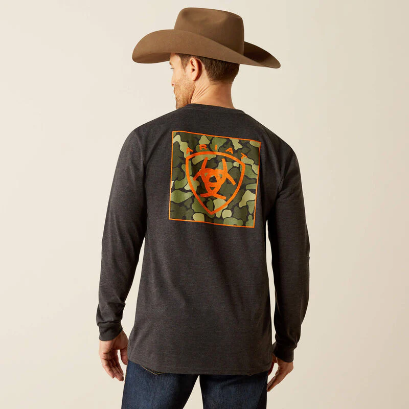 Ariat Men's Long Sleeve Wetlands Nature Tee Shirt - Charcoal Heather - Image 2