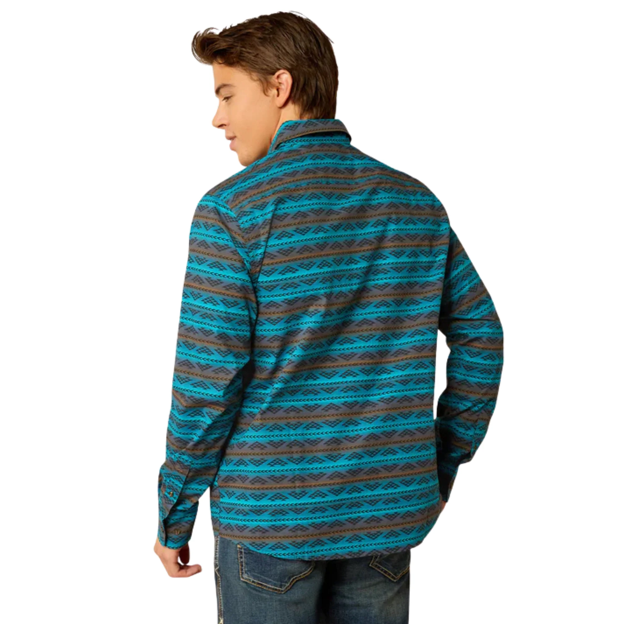 Ariat Men's Madison Modern Long Sleeve Shirt - Turquoise - Image 2