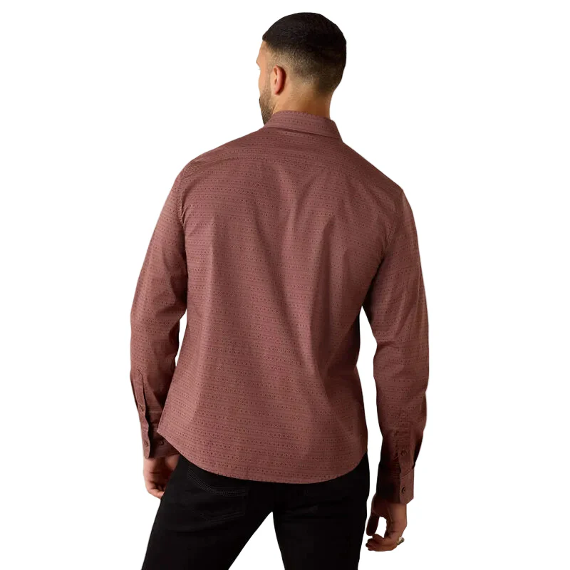 Ariat Men's Magnus Modern Fit Long Sleeve Shirt - Rose Taupe Geo Stripe - Image 2