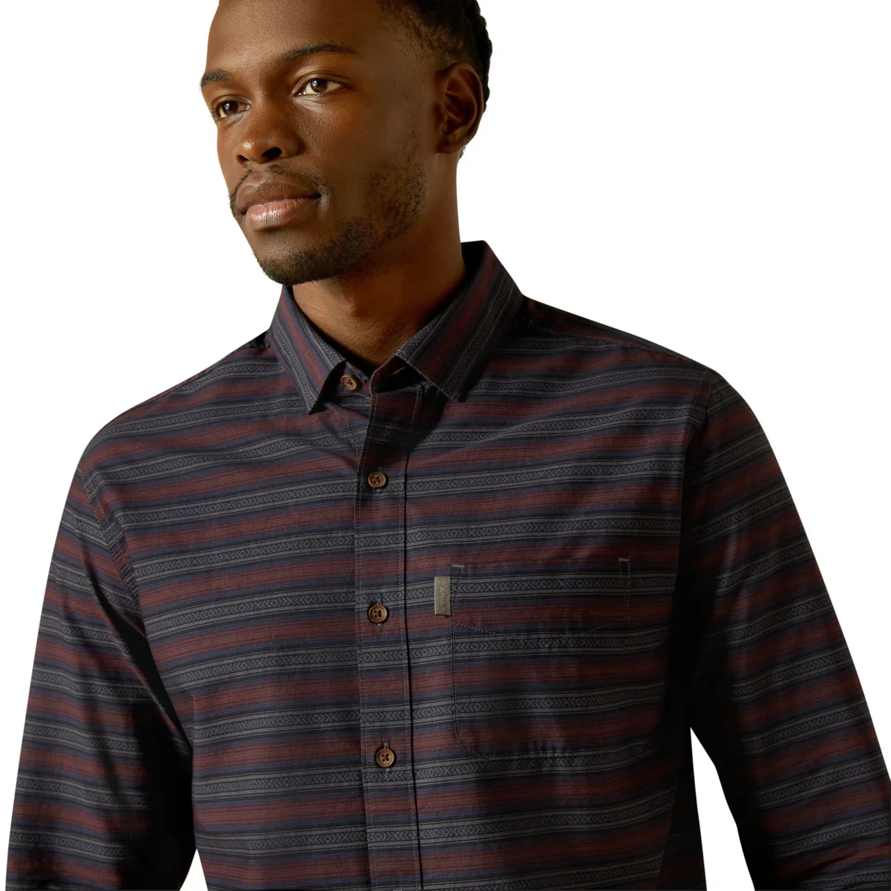 Ariat Men's Manny Modern Fit Long Sleeve Stripe Shirt - Grey - Image 3