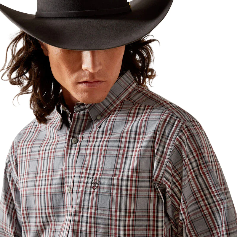 Ariat Men's Pro Series Trenton Fitted Long Sleeve Shirt - Grey - Image 3