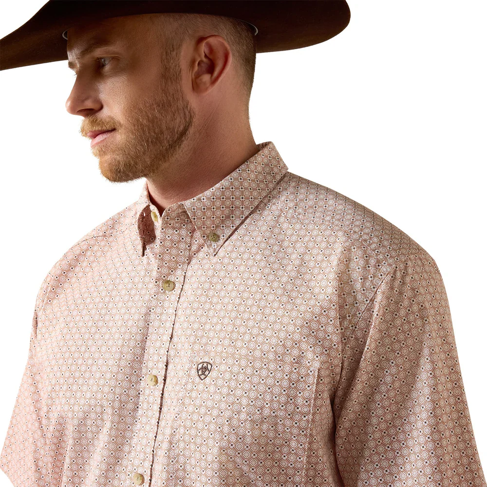 Ariat Men's Nelson Short Sleeve Classic Fit Shirt Almond Oil - Image 3