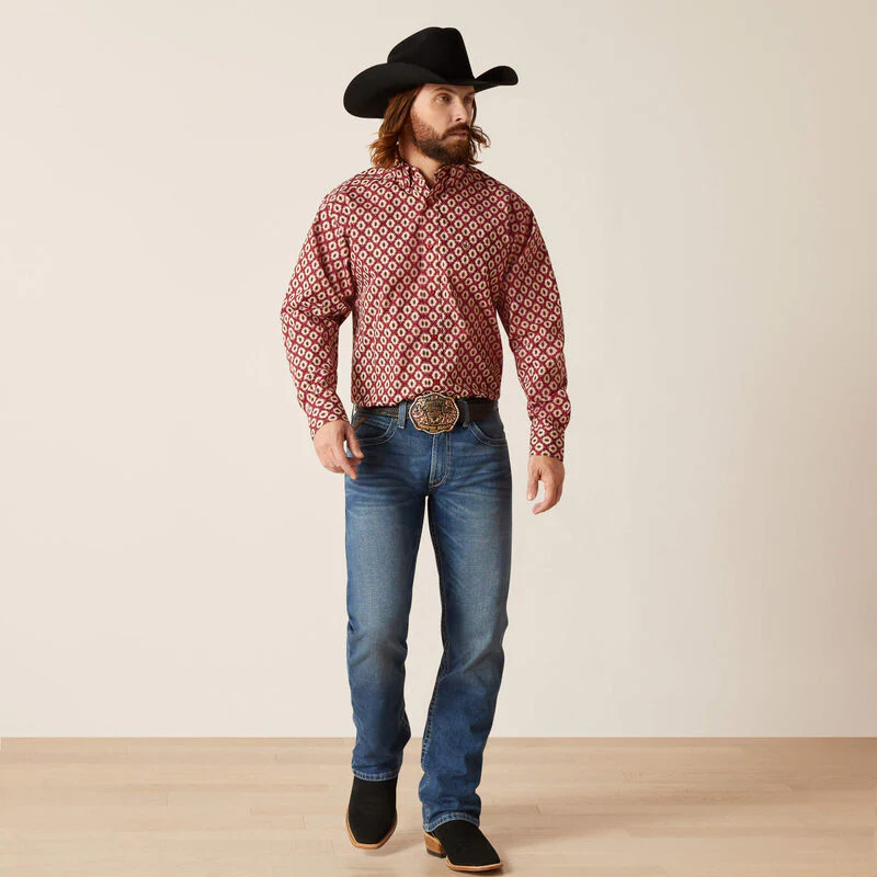 Ariat Men's Nevil Long Sleeve Classic Fit Button Down Shirt - Tibetan Red - Image 3