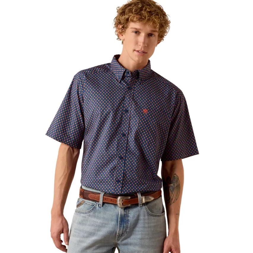 Ariat Men's Nikola Short Sleeve Geo  Shirt- Key Largo