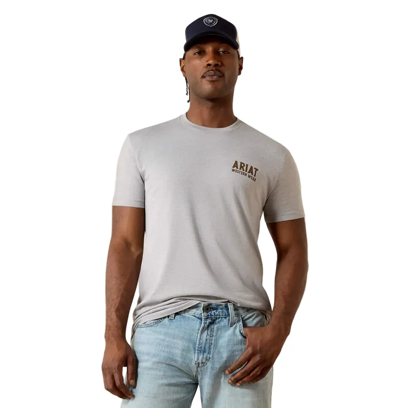 Ariat Men's Outline Shop Short Sleeve Tee Shirt - Pewter - Image 2