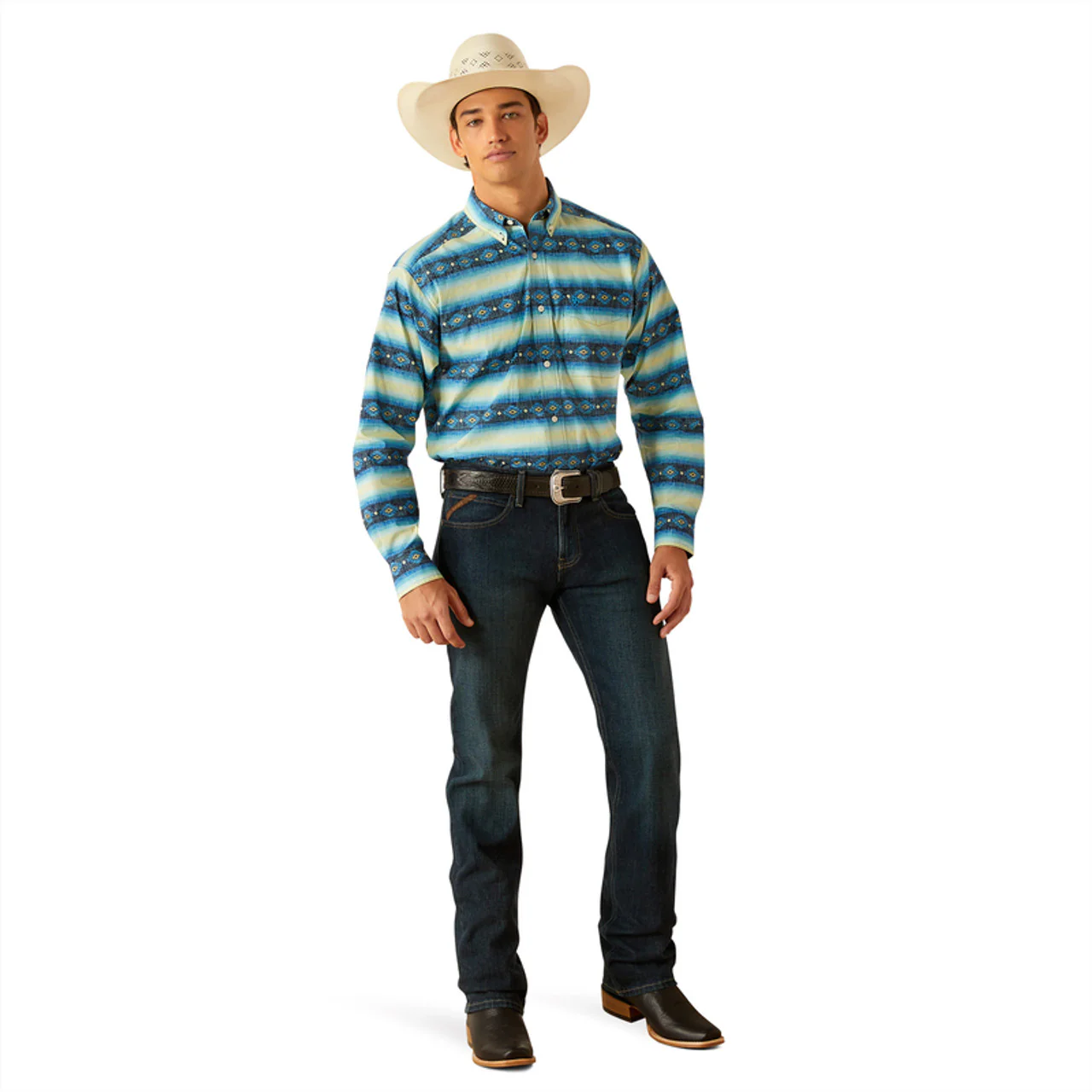 Ariat Men's Penn Long Sleeve Shirt - Blue - Image 3