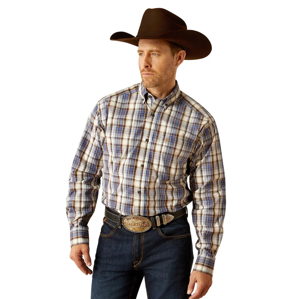 Ariat Men's Pro Cameron Long Sleeve Shirt- Grey Blue - Image 3
