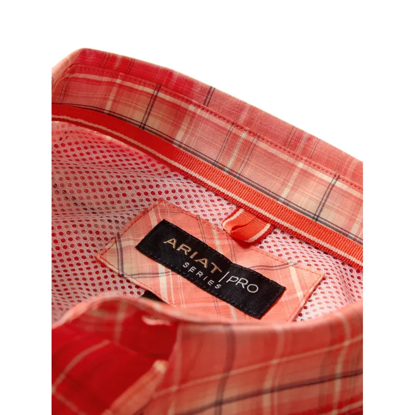 Ariat Men's Pro Noble Classic Fit Long Sleeve Shirt- Hot Coral - Image 2
