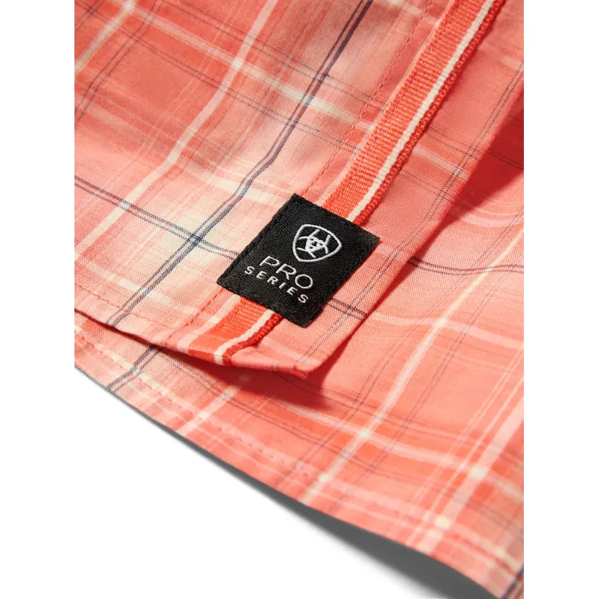 Ariat Men's Pro Noble Classic Fit Long Sleeve Shirt- Hot Coral - Image 3