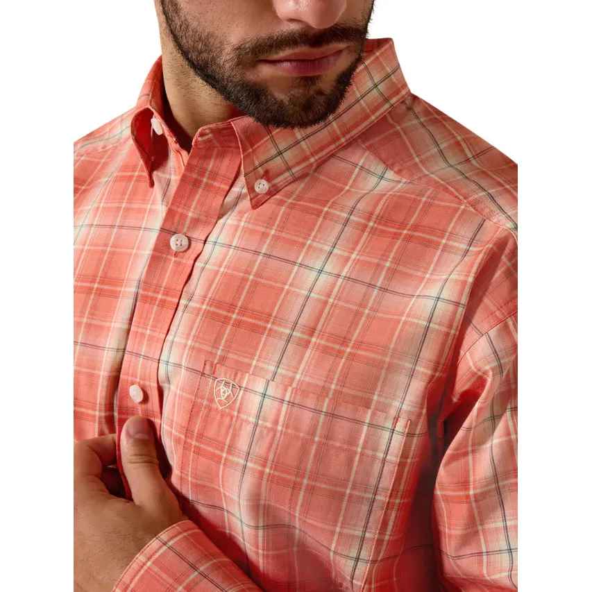 Ariat Men's Pro Noble Classic Fit Long Sleeve Shirt- Hot Coral - Image 5
