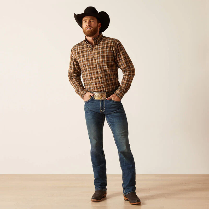 Ariat Men's Pro Norris Long Sleeve Fitted Shirt - Frair Brown - Image 3
