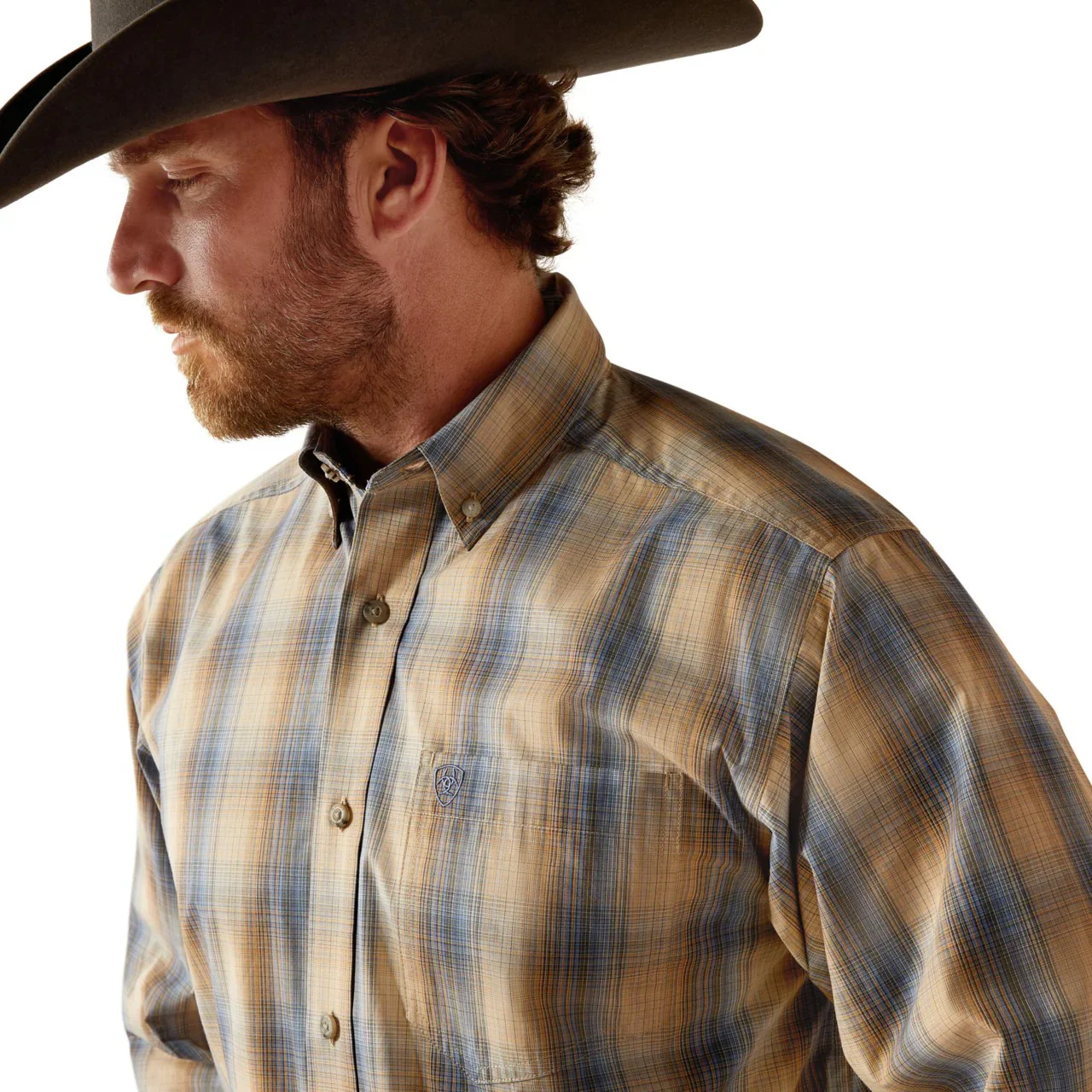 Ariat Men's Pro Series Casey Classic Fit  Long Sleeve Shirt- Khaki - Image 2