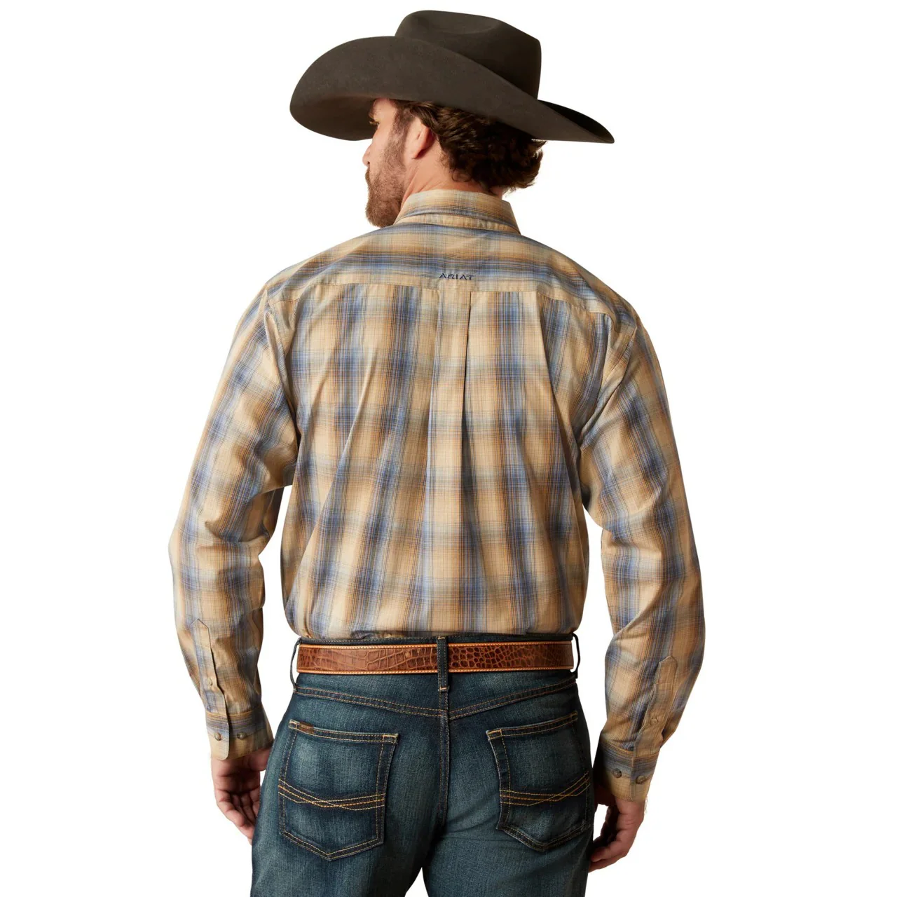 Ariat Men's Pro Series Casey Classic Fit  Long Sleeve Shirt- Khaki - Image 3