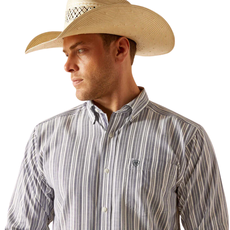 Ariat Men's Pro Series Ross Classic Fit Shirt - Navy Stripes