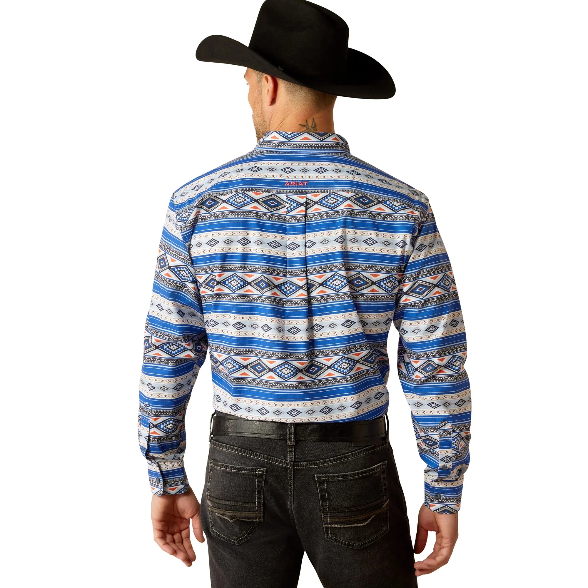 Ariat Men's Ryder Classic Fit Long Sleeve Shirt - Royal Blue - Image 2