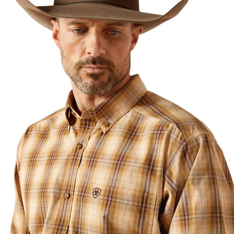 Ariat Men's Pro Series Tiger Classic Fit Long Sleeve Shirt - Mustard - Image 3