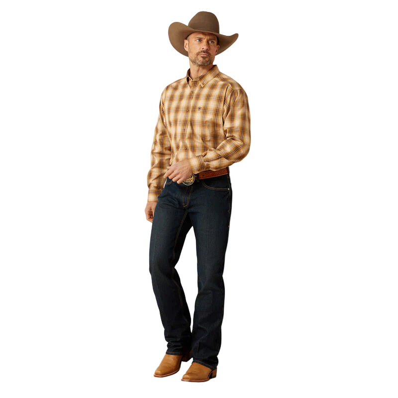 Ariat Men's Pro Series Tiger Classic Fit Long Sleeve Shirt - Mustard - Image 4