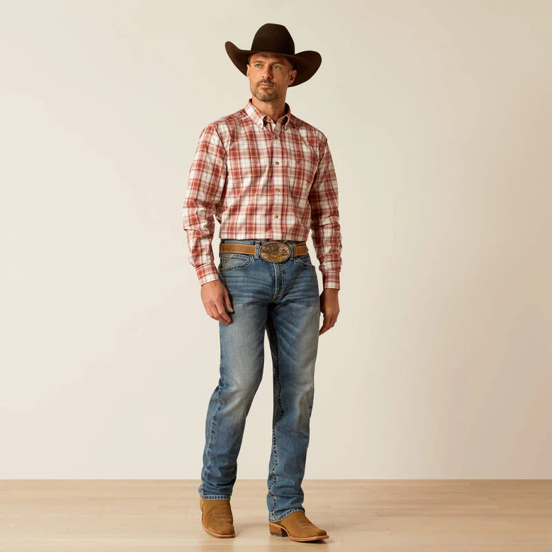 Ariat Men's Pro Sonny Classic Fit Long Sleeve Shirt - Red - Image 3