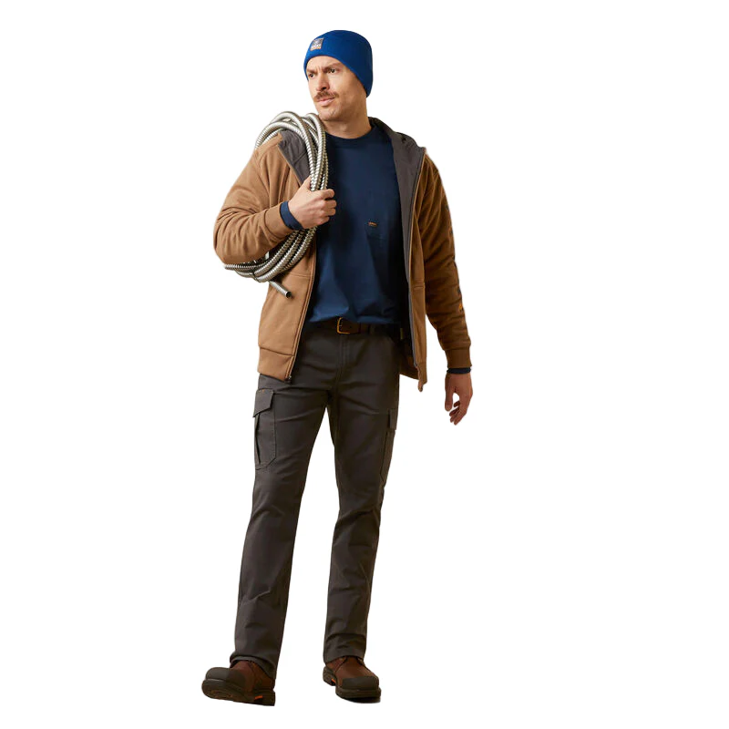 Ariat Men's Rebar All-Weather Full Zip Hoodie - Rebar Khaki - Image 3