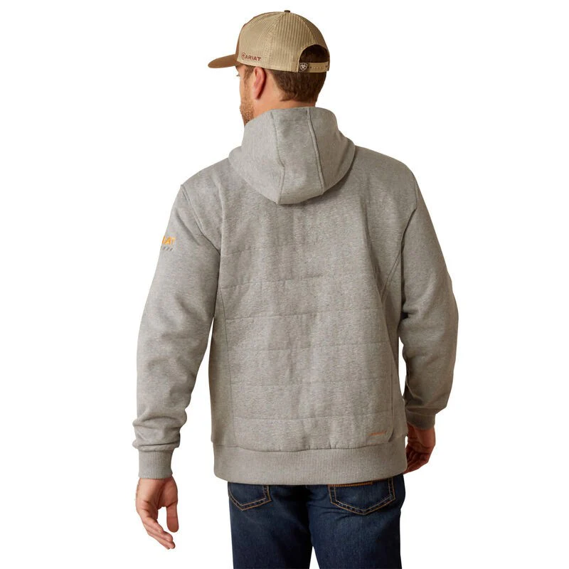 Ariat Men's Rebar All Weather Insulated Full Zip Hoodie- Heather Grey - Image 3