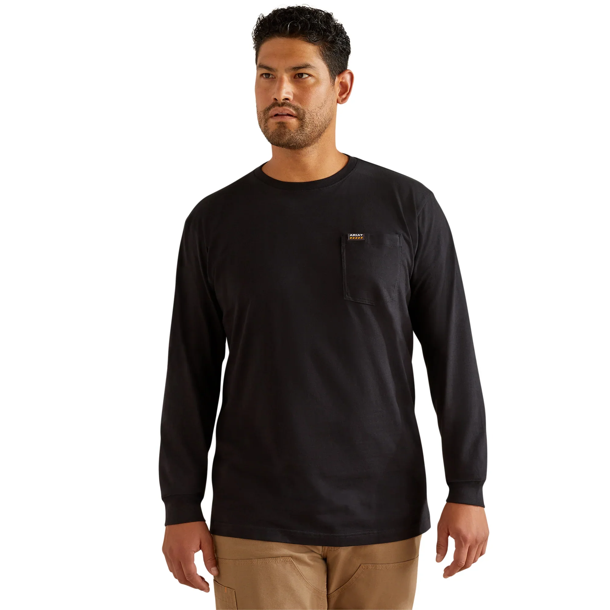Ariat Men's Rebar Cotton Strong Hardhead LS Tee Shirt - Black - Image 2